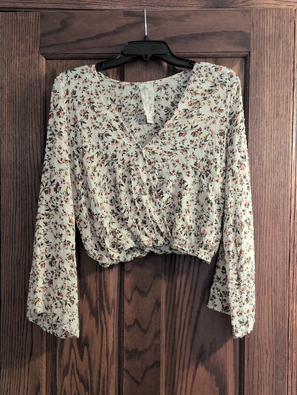 Sadie & Sage Cream Cropped Blouse with Rust and Brown Floral